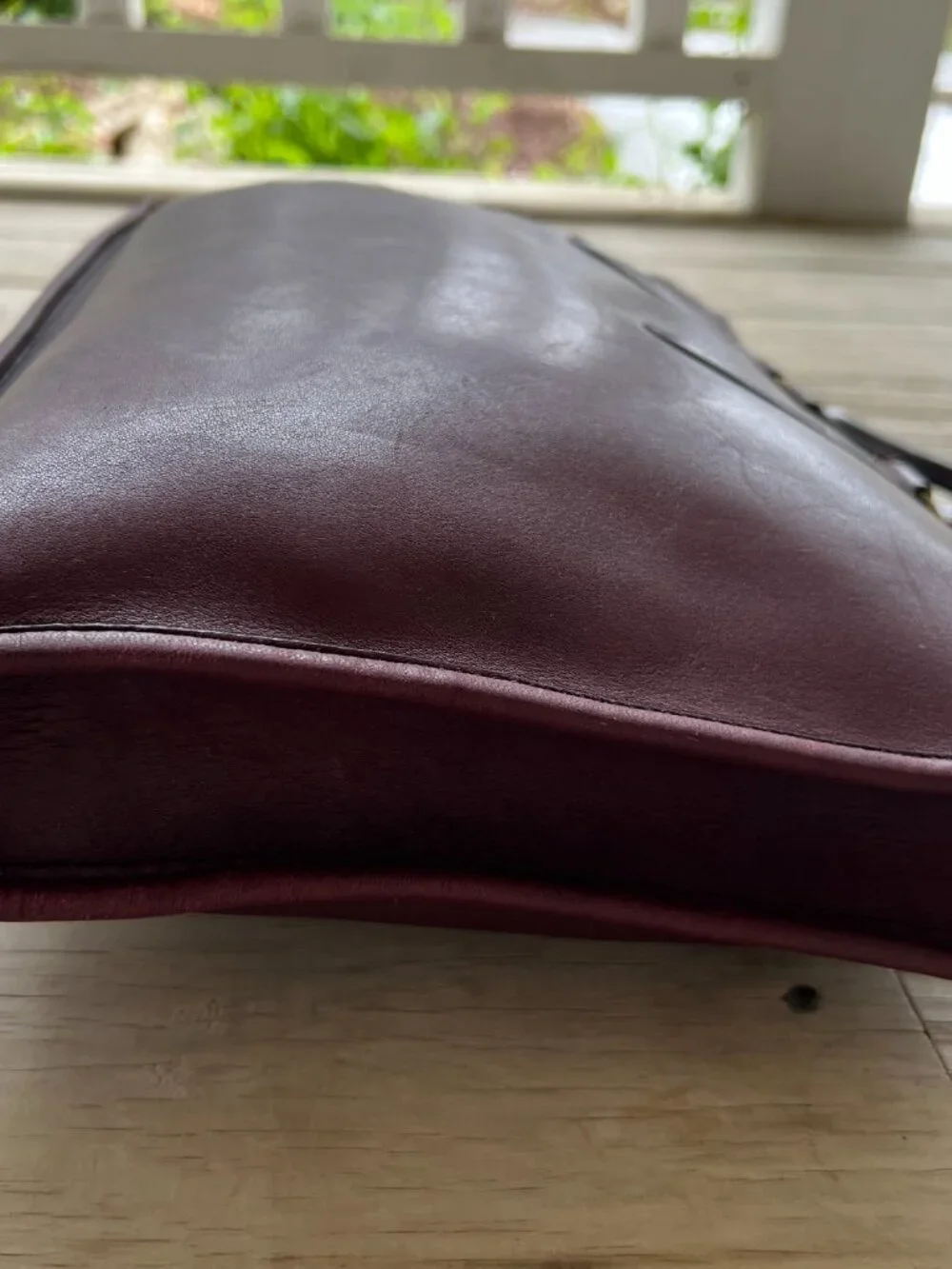 Vintage Coach glue-in label burgundy Handle Portfolio #5050 1970s 1980s rare - Picture 15 of 16